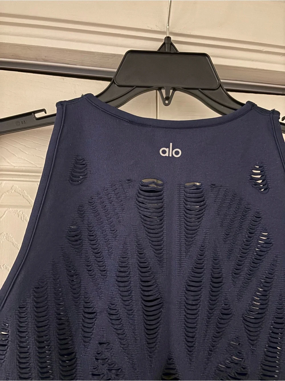 ALO YOGA Vixen Fitted Racerback Tank Top in Navy